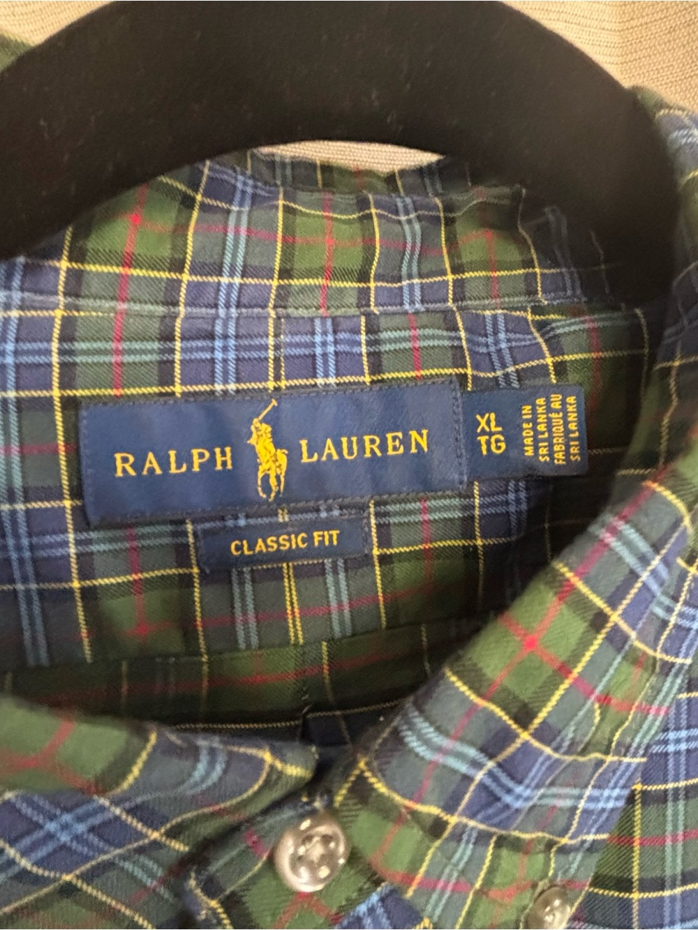 Ralph Lauren Classic Fit XL Plaid Button-Down Long Sleeve Cotton Shirt